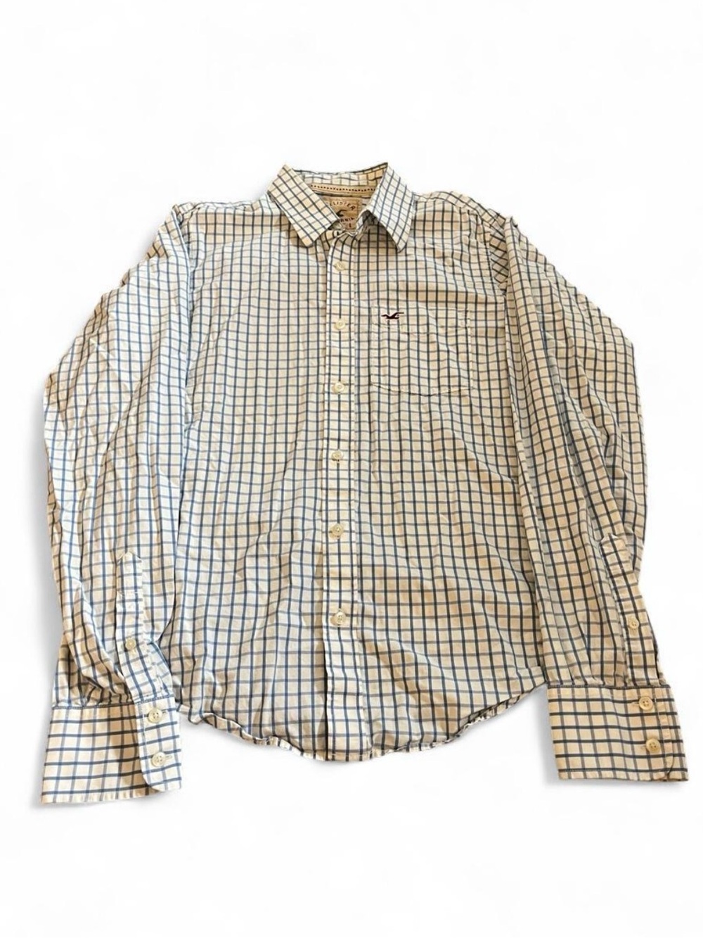 Men’s Vintage Hollister Button Down Blue/White Checkered Shirt Size L